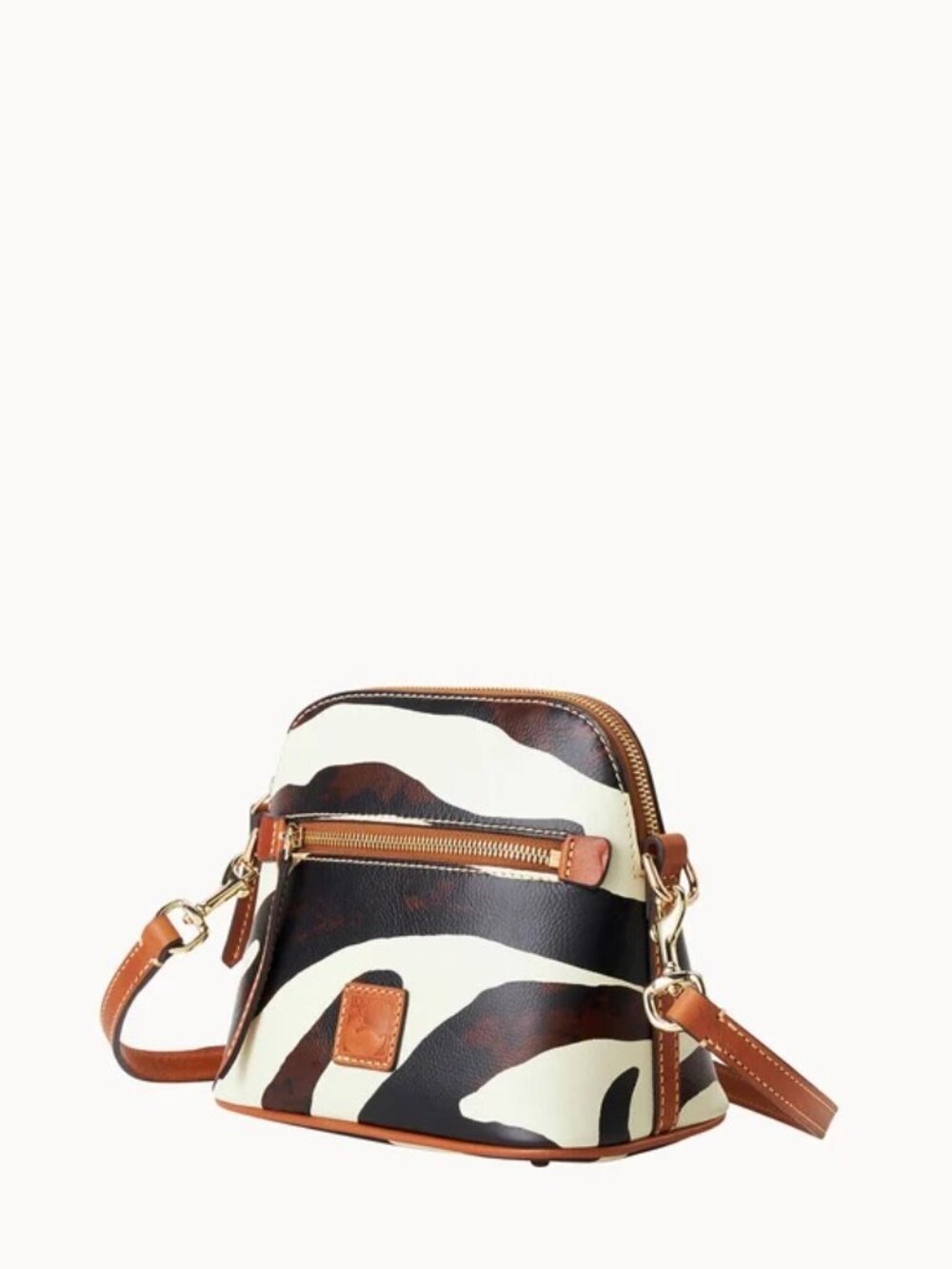 New Dooney & Bourke Zena Zebra Italian Leather Domed Crossbody Satchel Bag - Picture 2 of 12